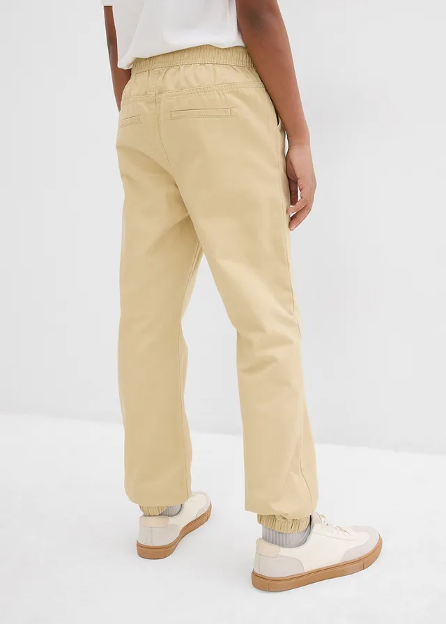 Instapbroek van katoen, regular fit (set van 2), Kleur: zwart+beige
