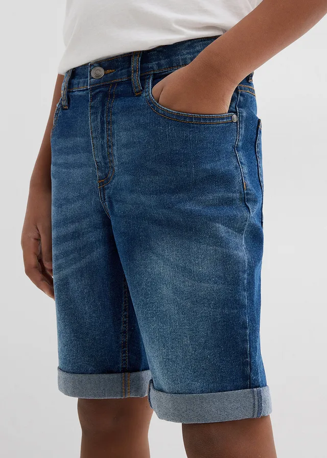 Stretch jeans bermuda met verstelbare band, slim fit • blauw denim • product-page.page-title-suffix