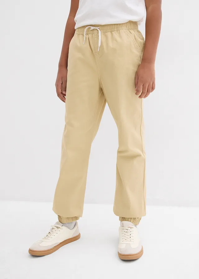 Instapbroek van katoen, regular fit (set van 2), Kleur: zwart+beige