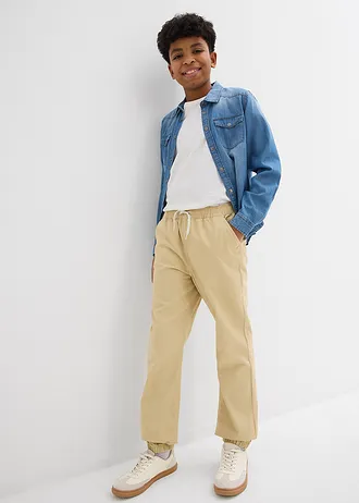 Pantaloni cu elastic și șiret din bumbac 100% (set/2 buc.), culoare: negru+bej