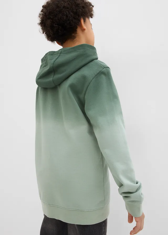 Hoodie met kleurverloop, Kleur: schaduwgroen-rookgroen