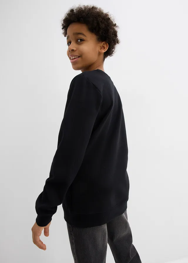 Sweater van een zachte katoenmix, Kleur: zwart met print