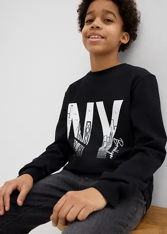 Mikina z měkké bavlněné směsi • černá s potiskem • bonprix obchod