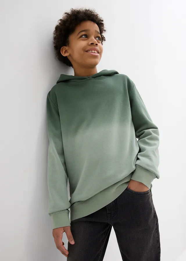 Hoodie met kleurverloop, Kleur: schaduwgroen-rookgroen