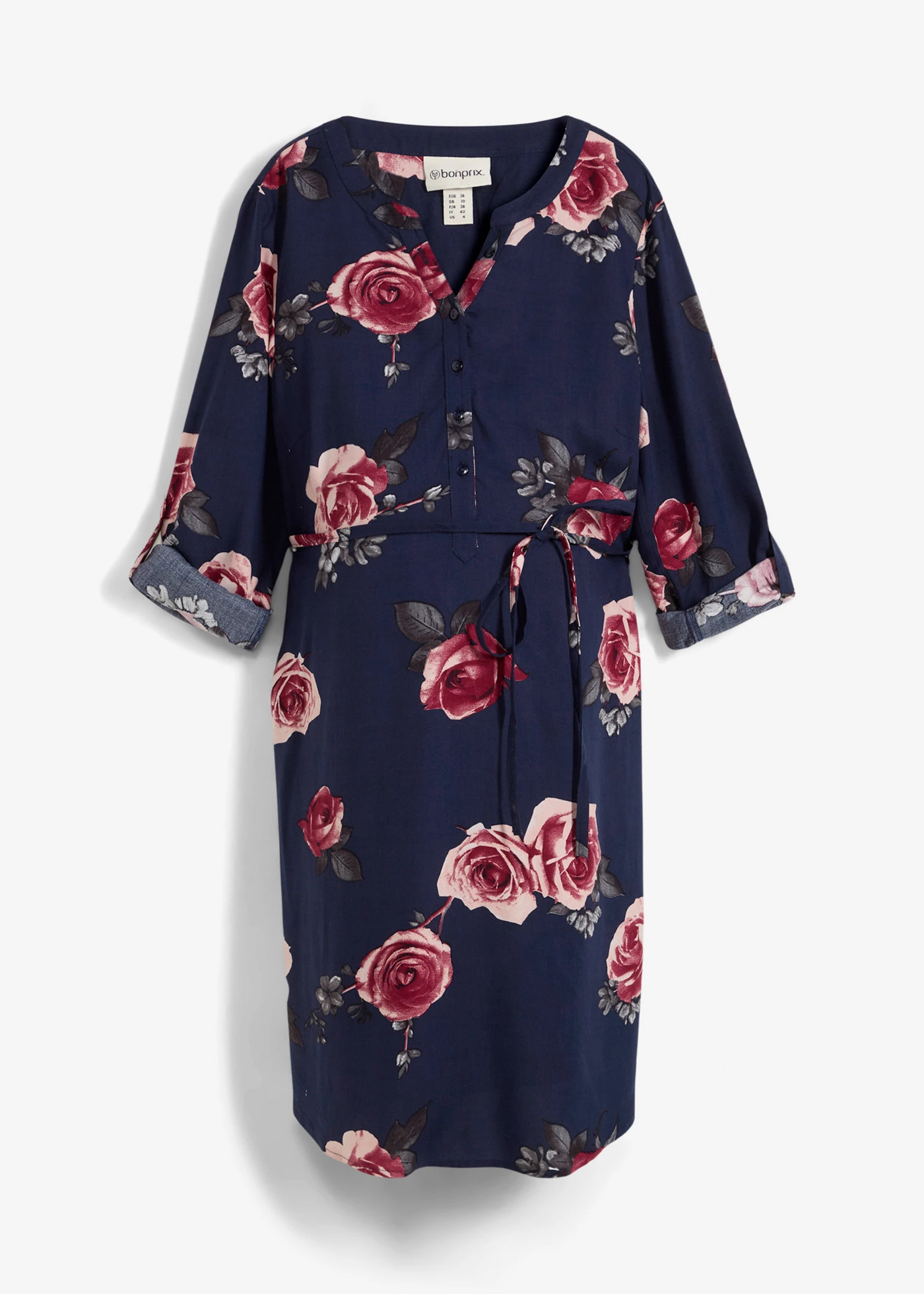 Robe de grossesse avec fonction allaitement • bleu foncé à fleurs • Boutique bonprix