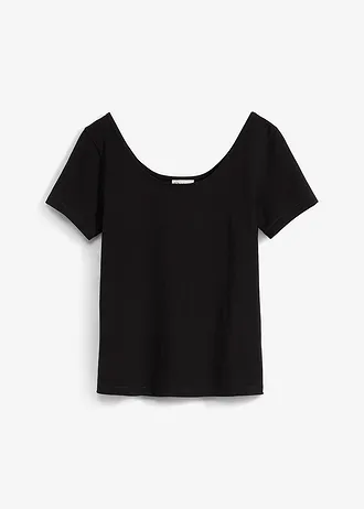 Tricou cu decolteu adânc la spate, culoare: negru
