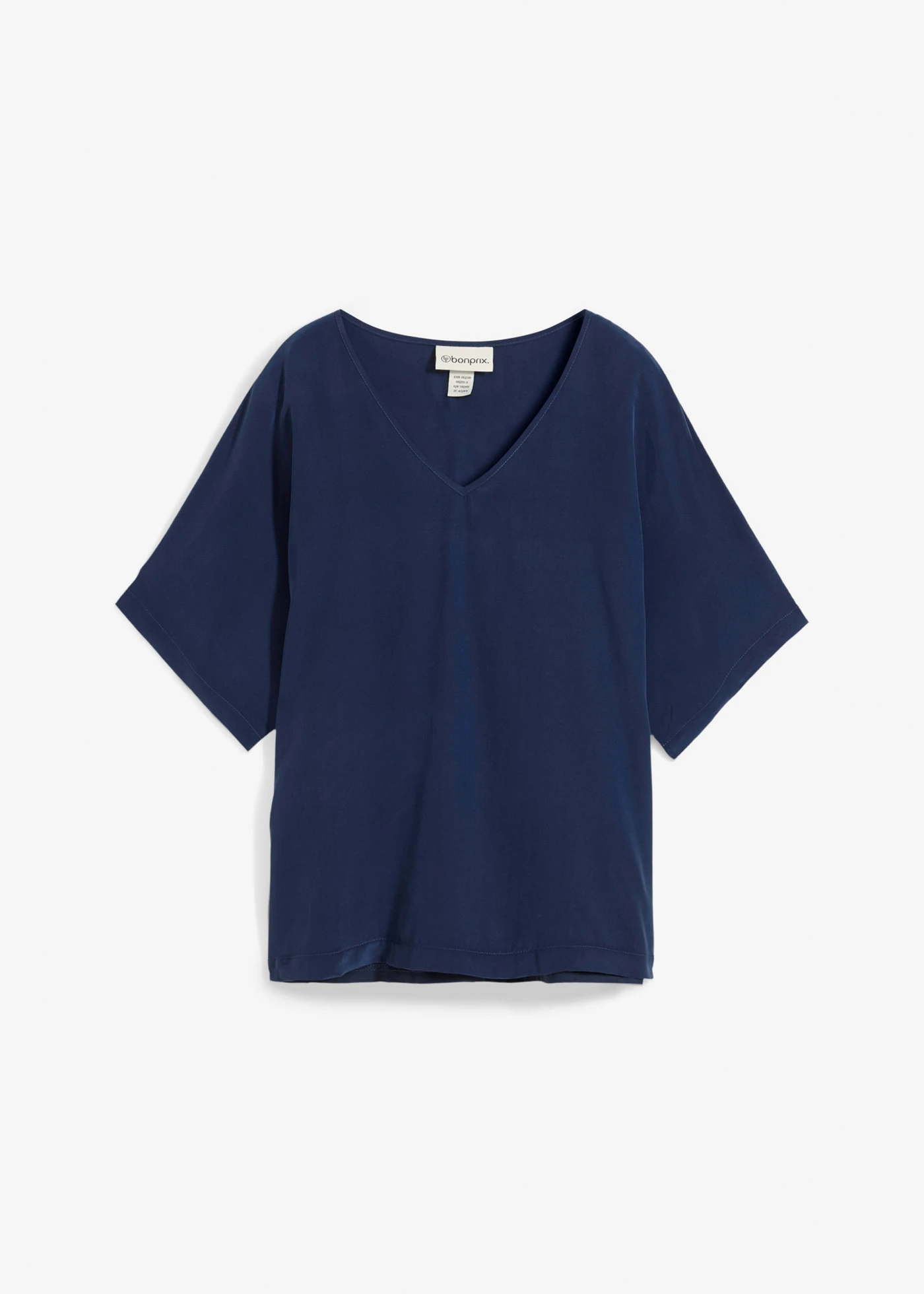 Triko  s podílem hedvábí a tkanou vsadkou • tmavě modrá • bonprix obchod