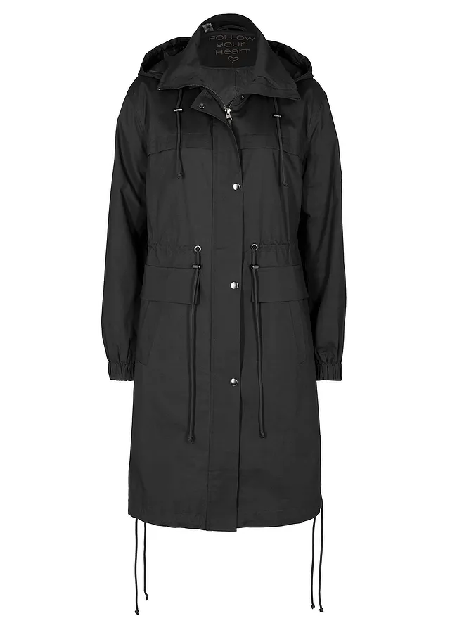 Parka trenčkot s veľkými vreckami • čierna • obchod bonprix