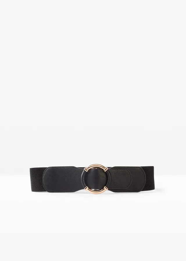 Ceinture extensible avec boucle accrocheuse, Couleur: noir/couleur dorée