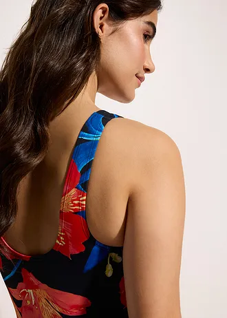 Kostium kąpielowy o średnim stopniu modelowania sylwetki • czarny w kwiaty • sklep bonprix