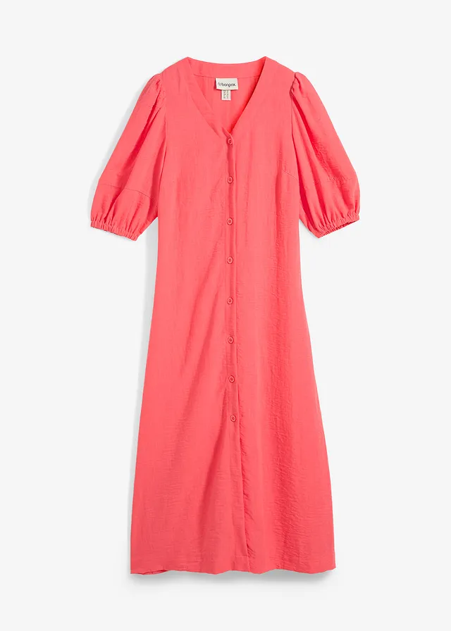 Rochie midi evazată cu mâneci bufante, culoare: pink-paradis