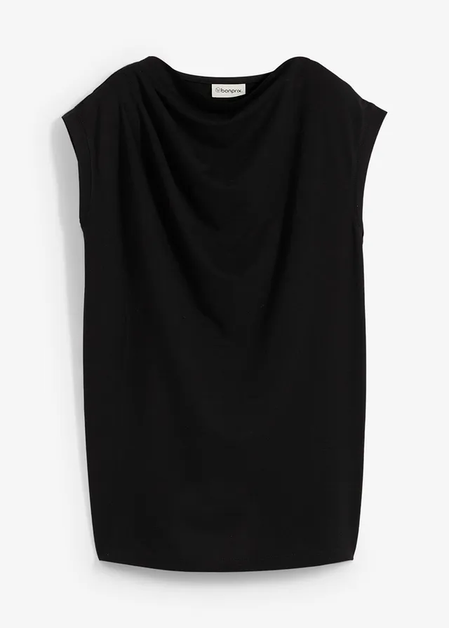 Tricou din amestec de viscoză cu decolteu tip cascadă