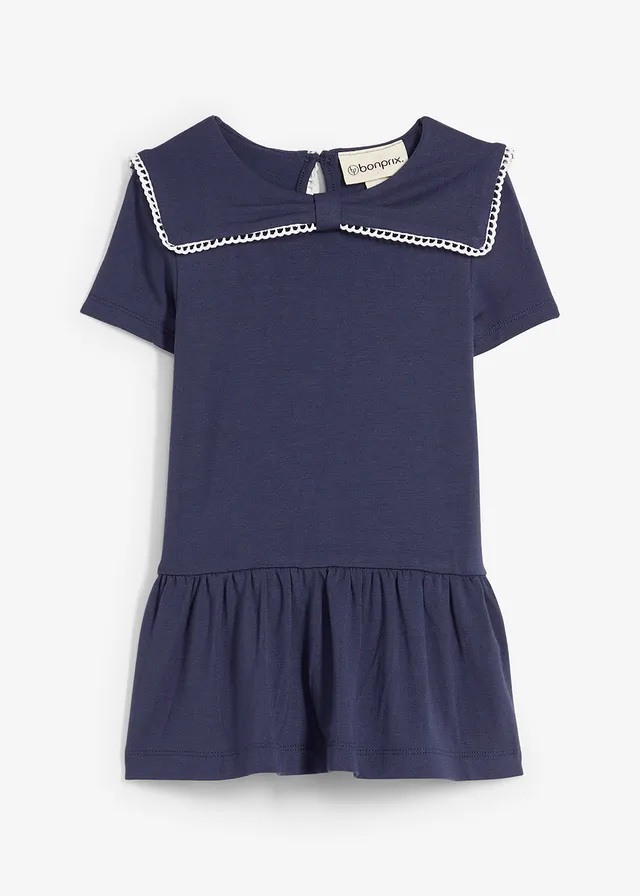 Jerseyjurk van vloeiende viscose, Kleur: donkerblauw