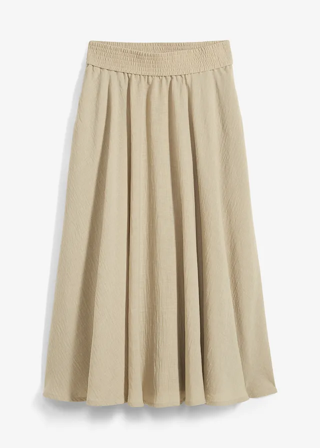 Maxi rok met een comfortabele band • rookkaki • bonprix online shop