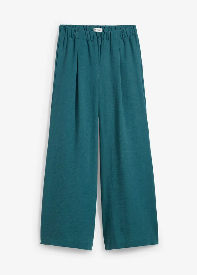 Palazzo broek met plooien • pepergroen • bonprix online shop