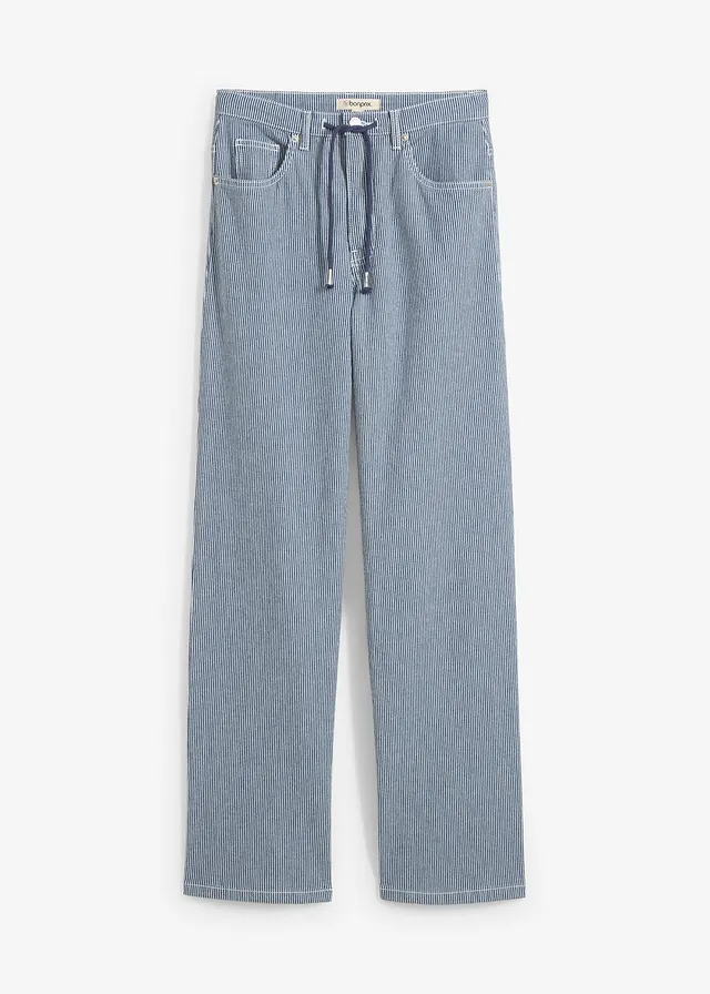 Džíny Loose Straight, High Waist, proužky