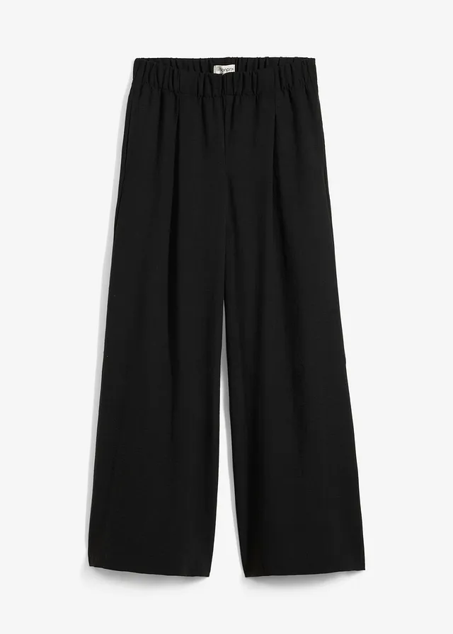 Pantaloni palazzo cu pense în talie