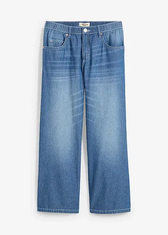 Straight jeans mid waist, low stretch cropped, Kleur: blauw denim used