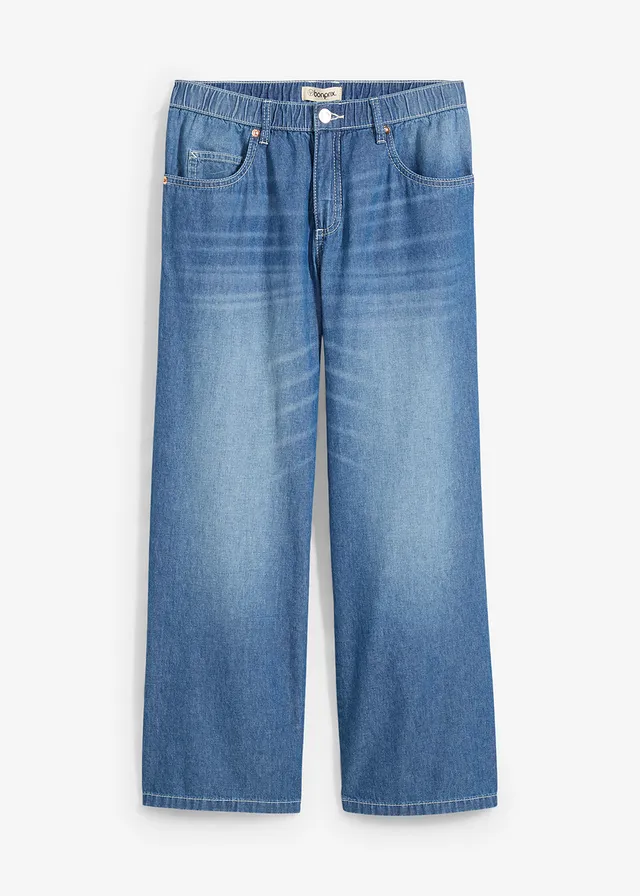 Straight jeans mid waist, low stretch cropped