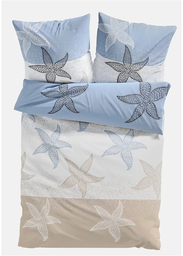 Linon dekbedovertrek, Kleur: blauw-beige-wit