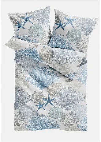 Parure de lit en linon • bleu / blanc • Boutique bonprix