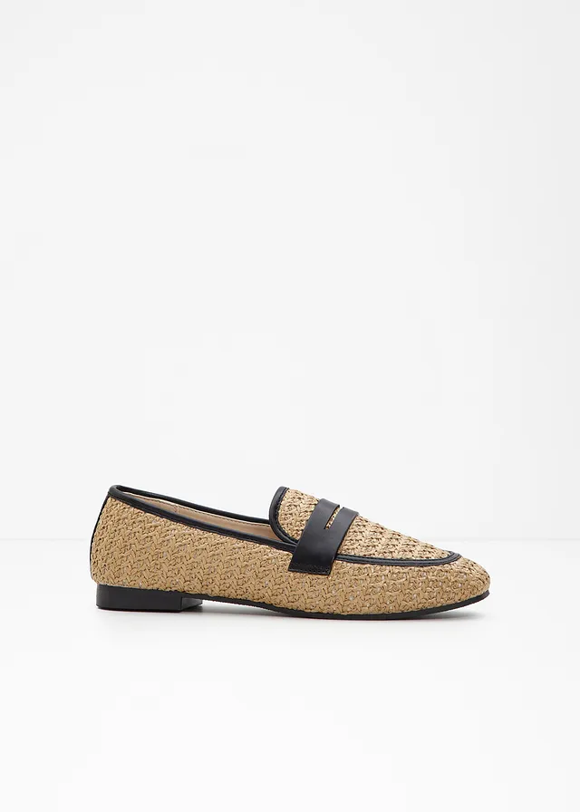 Mocassins, Couleur: beige/noir