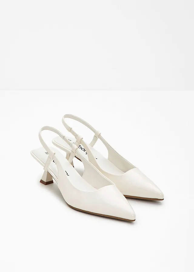 Slingback pumps, Kleur: wolwit