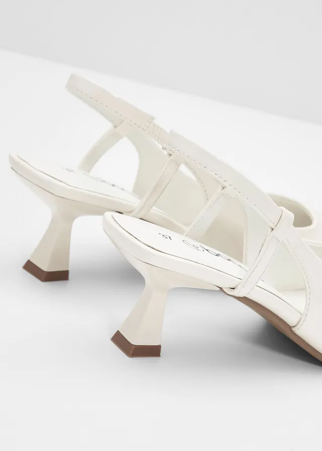 Slingback pumps, Kleur: wolwit