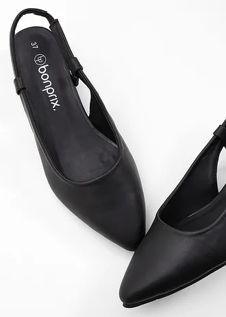 Slingback pumps met platte hak • zwart • bonprix online shop