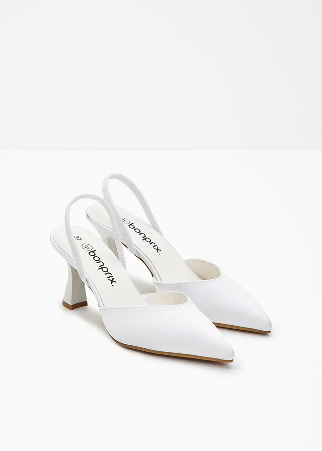 Slingback pumps, Kleur: wit