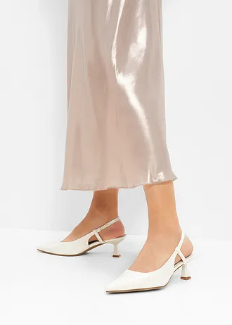 Slingback pumps, Kleur: wolwit