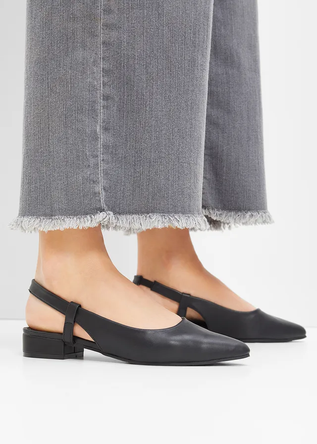 Pantofi sling pumps cu călcâi liber și toc plat • negru • magazin bonprix