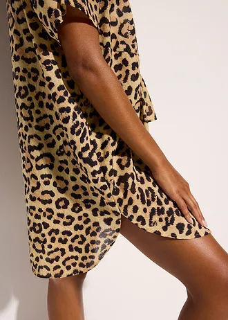 Transparante strandblouse • antraciet met luipaardprint • bonprix online shop