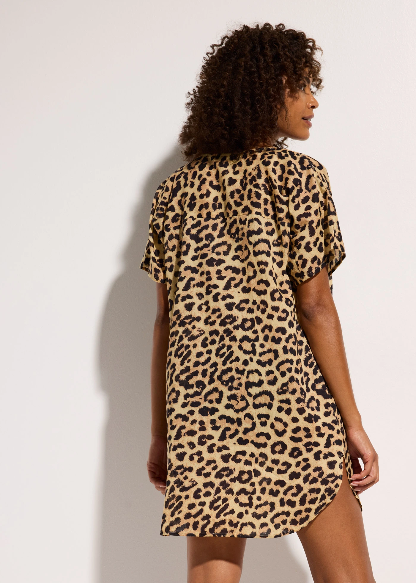 Transparante strandblouse • antraciet met luipaardprint • bonprix online shop