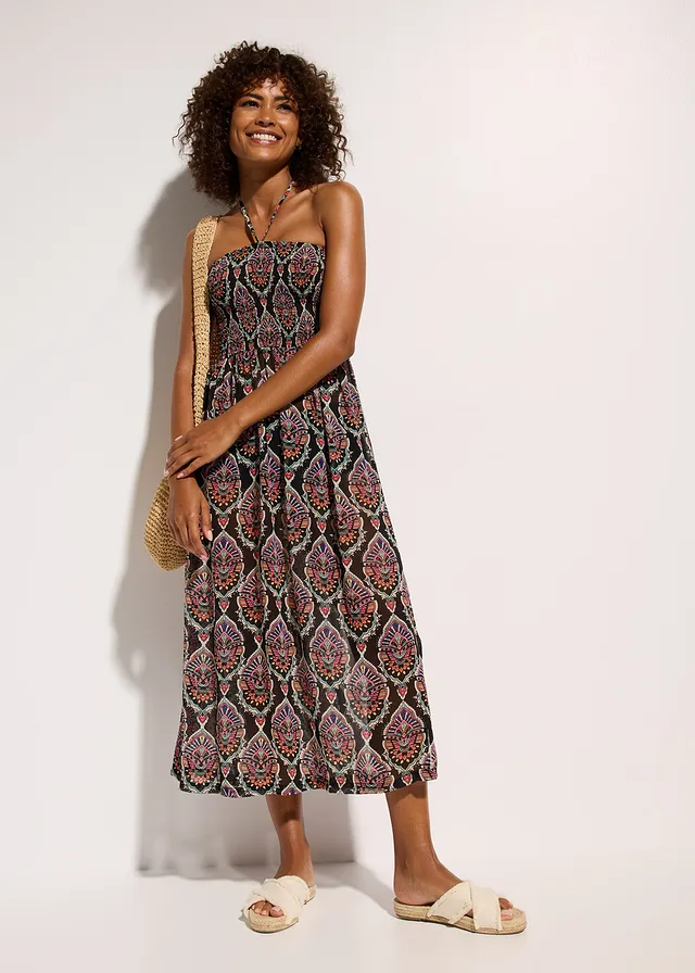 Robe de plage en crêpe • noir/multicolore • product-page.page-title-suffix