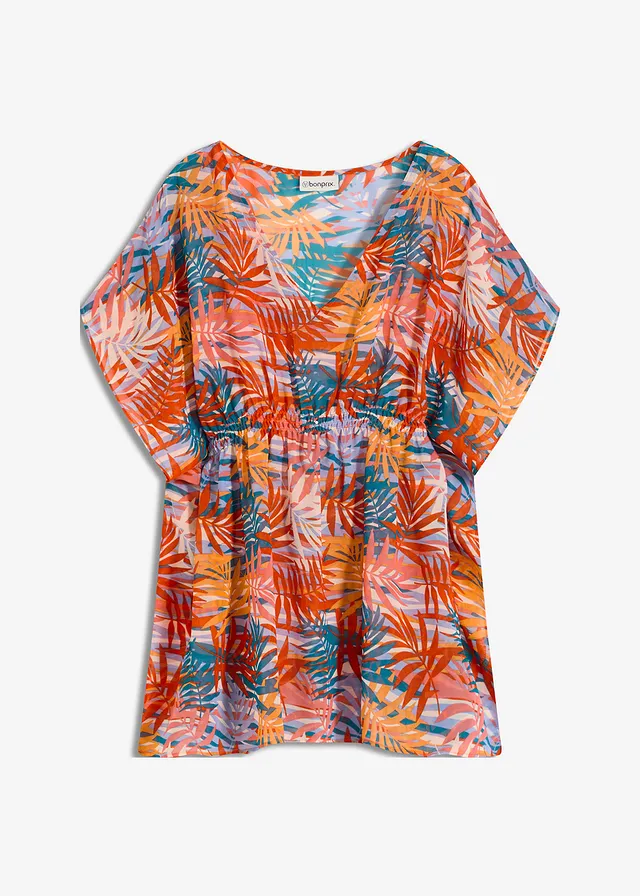 Chiffon strandtuniek • pink-petrol gebloemd • bonprix online shop