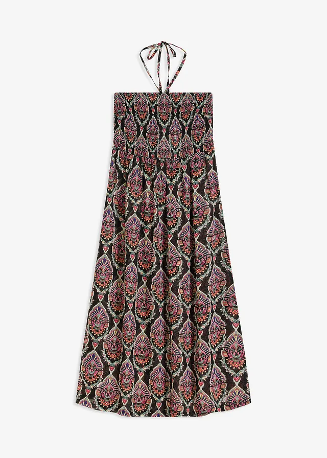 Robe de plage en crêpe, Couleur: noir/multicolore