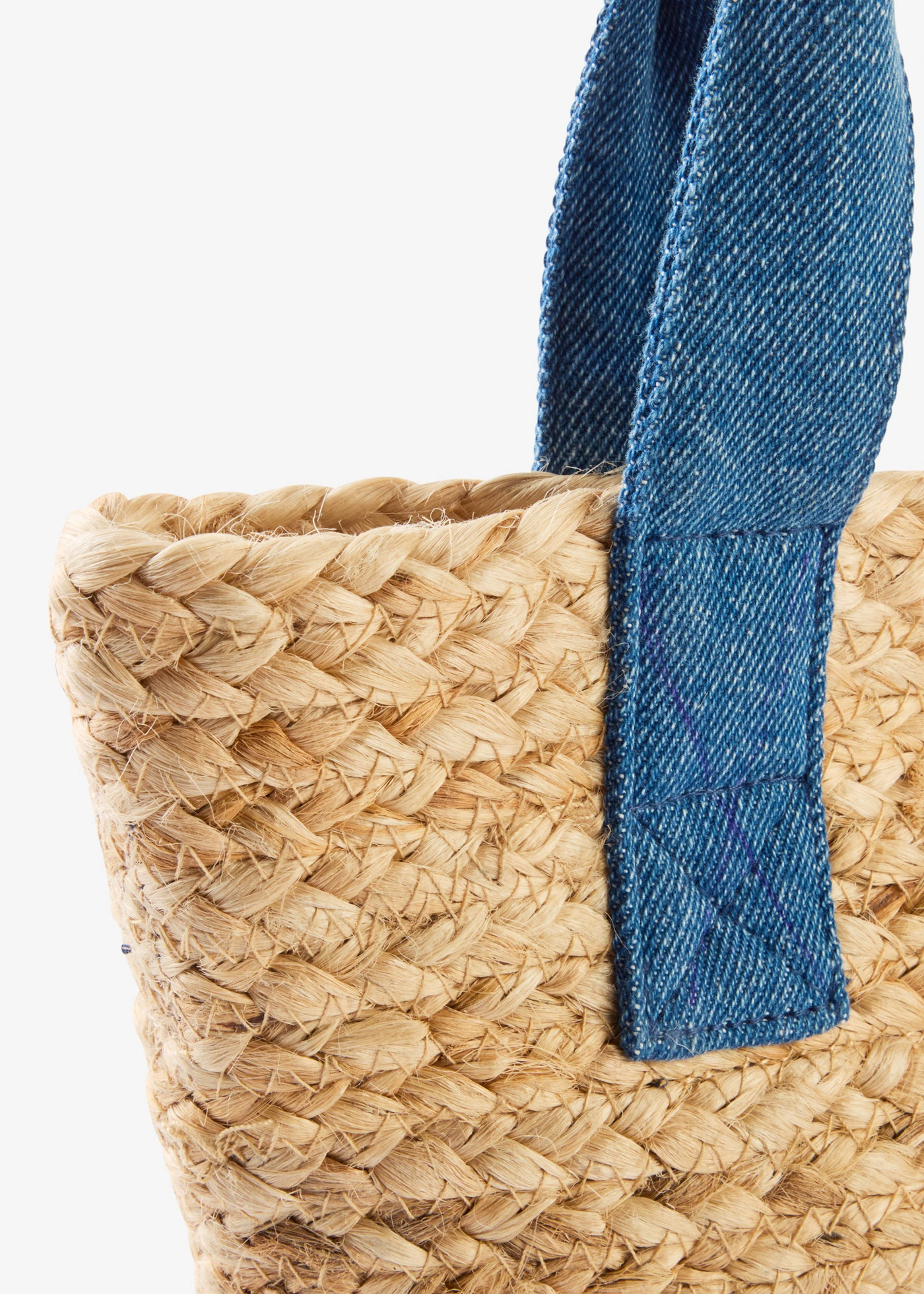 Rieten shopper • naturel-blauw denim • bonprix online shop