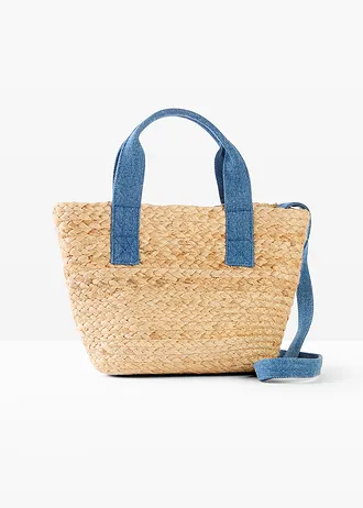 Rieten shopper • naturel-blauw denim • bonprix online shop