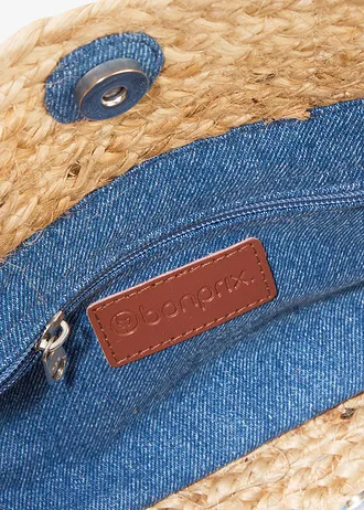 Rieten shopper • naturel-blauw denim • bonprix online shop
