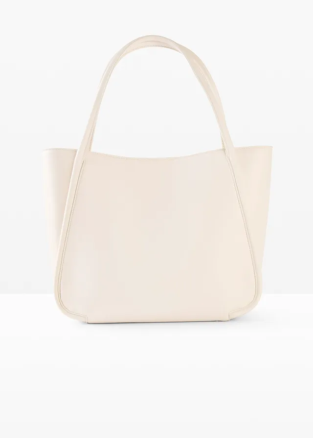 Shopper met ronde paspels en groot binnenvak • natuurbeige • bonprix online shop