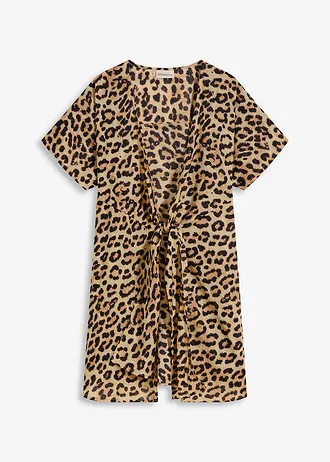 Transparante strandblouse • antraciet met luipaardprint • bonprix online shop