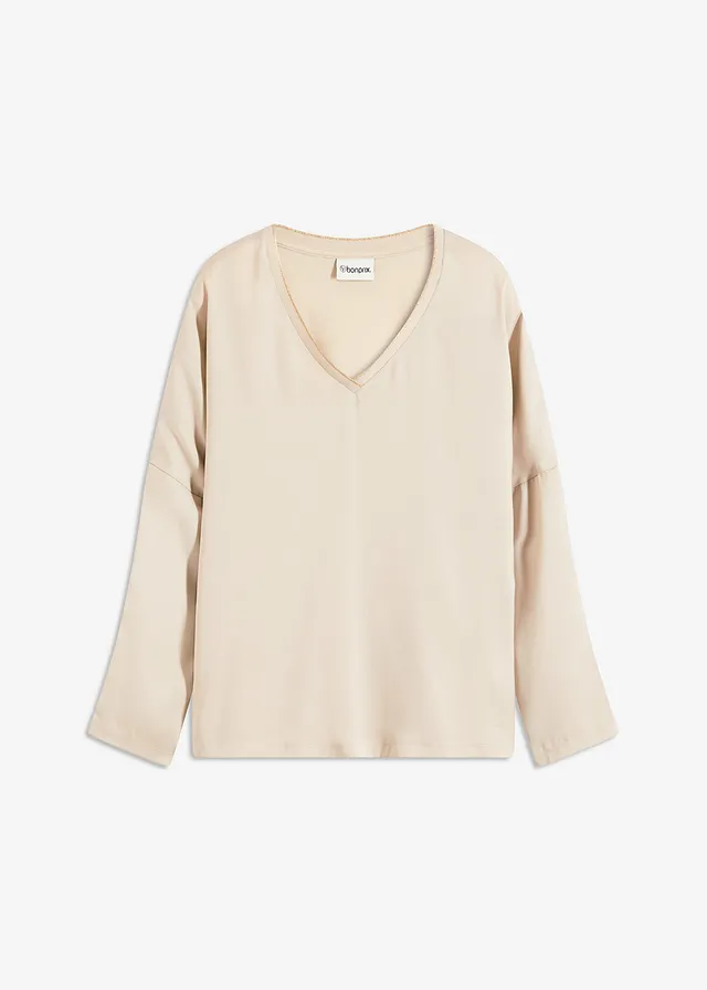 Shirt met vleermuismouwen • lichtsand-metallic goud • bonprix online shop