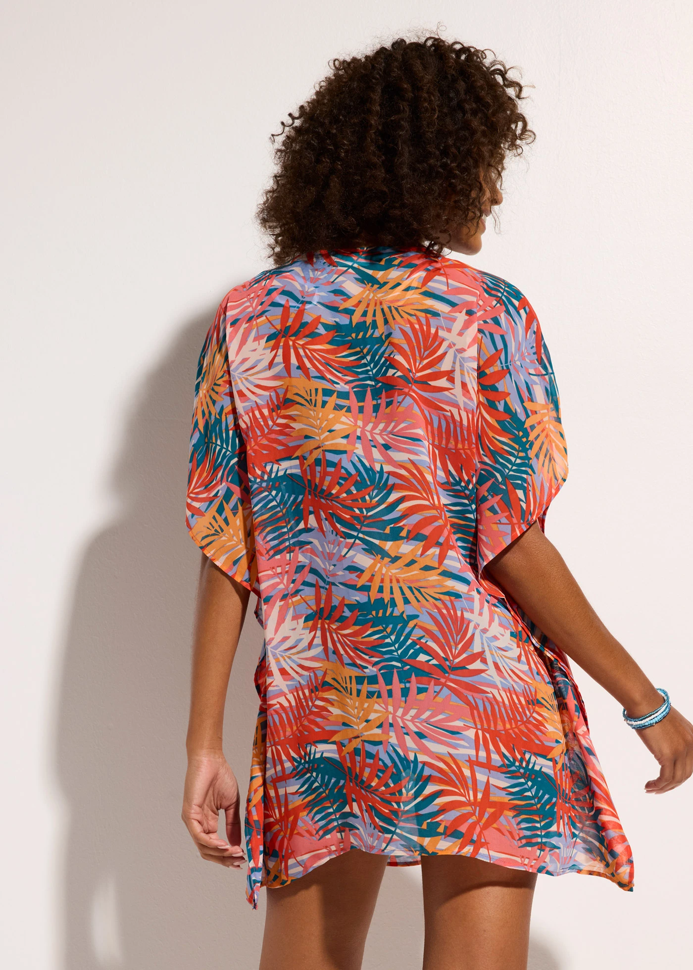 Chiffon strandtuniek • pink-petrol gebloemd • bonprix online shop