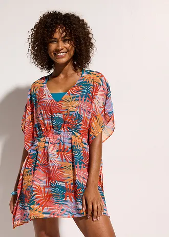 Chiffon strandtuniek • pink-petrol gebloemd • bonprix online shop