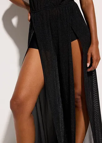 Plážový overal s lesklým vláknem • černá /stříbrná • bonprix obchod