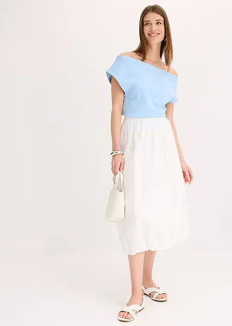 Balonová sukně z čisté bavlny, barva: bílá