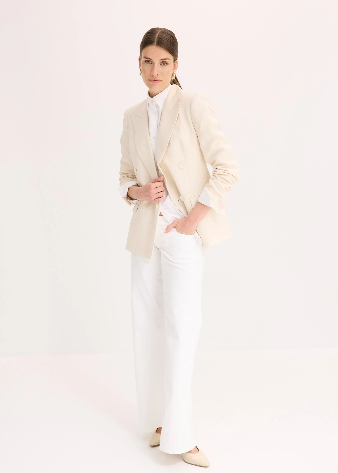 Blejzr se zmačkaným vzhledem, s lyocellem • béžová • bonprix obchod