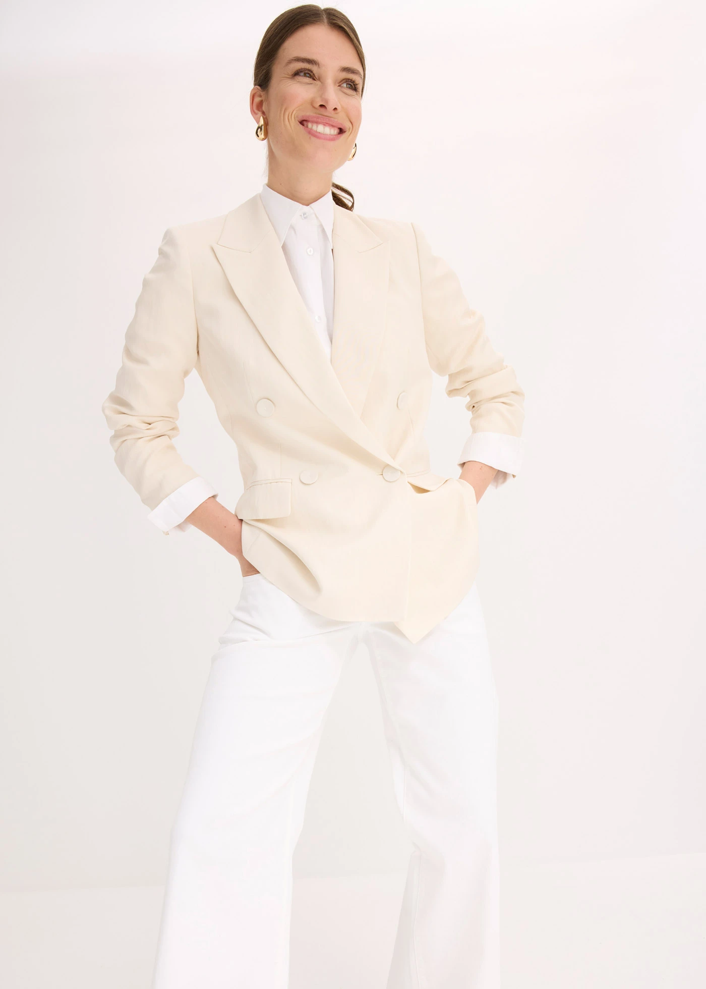 Blejzr se zmačkaným vzhledem, s lyocellem • béžová • bonprix obchod