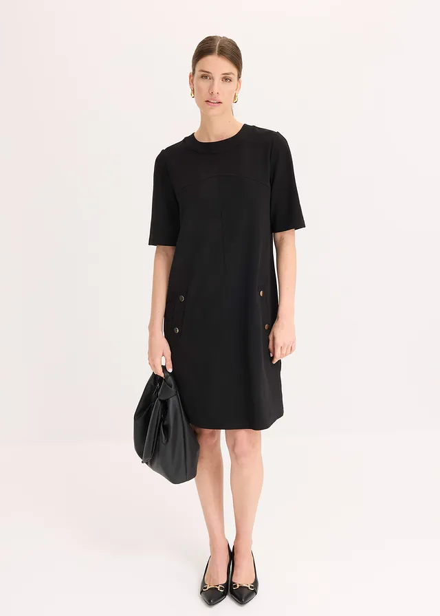 Robe fourreau élastiquée, Couleur: noir